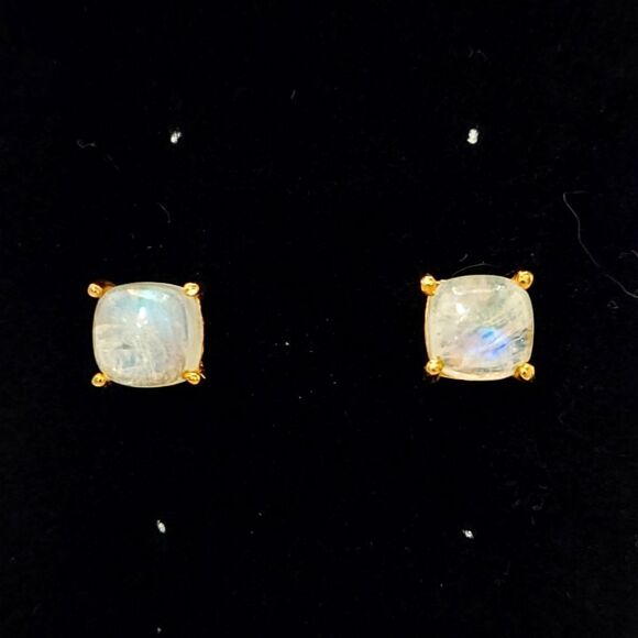 Artisan Jewelry - 𝅺Natural Moonstone studs 14k over sterling silver